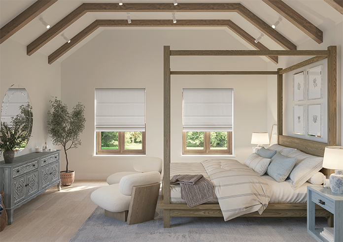 Dew Drop, Metallic Silver - Motorised Roman Blind - Image 8